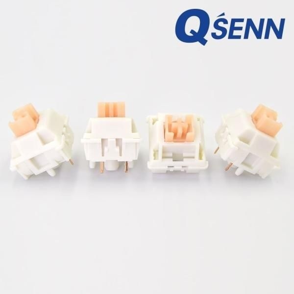 QSENN 기계식 축교환스위치, 큐센 오테뮤 저소음 크림옐로우PRO 택타일 5핀 50G 50EA