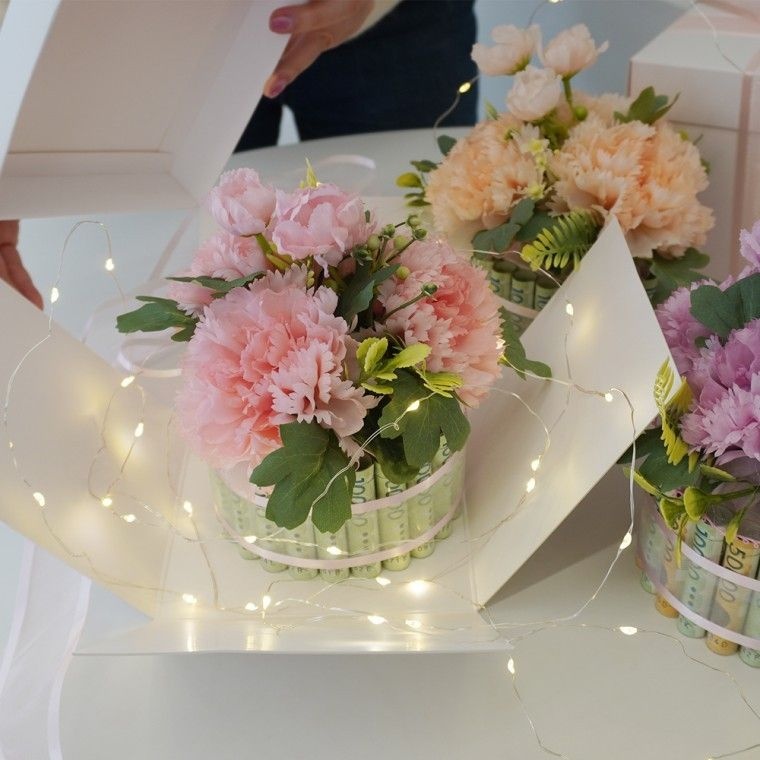 필레오 깜짝 펼쳐지는 플라워 용돈 이벤트 케이크 박스 서프라이즈 어버이날 환갑 칠순 생신 돈 현금 꽃 케익
