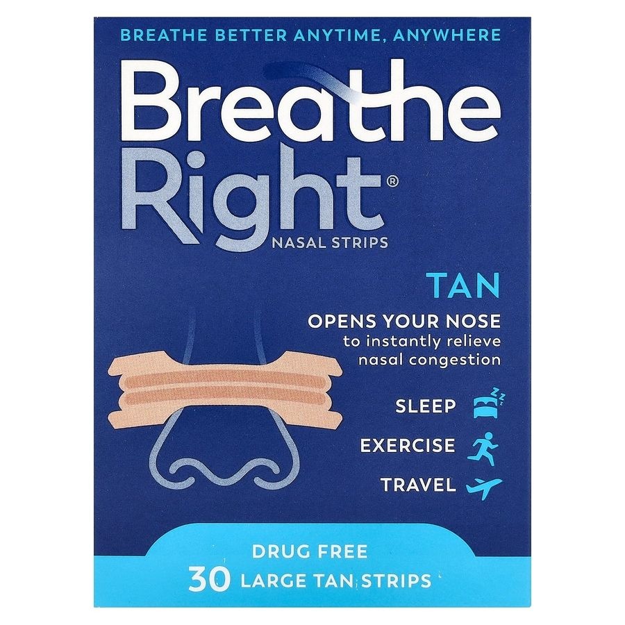 [해외] 브리드라이트 BREATHE RIGHT 3M 콧구멍 확장 테이프 대형 탠 코패치 30장