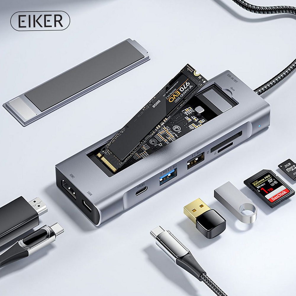 (주)넥스원 루체트리 멀티허브 EIKER 8in1 c타입 USB3.2 HDMI SSD 변환어댑터 독 스테이션