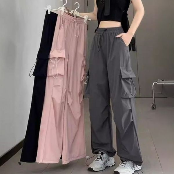 [하프클럽]카고바지 허리밴딩 와이드팬츠 코드레이디스 조거 베이직