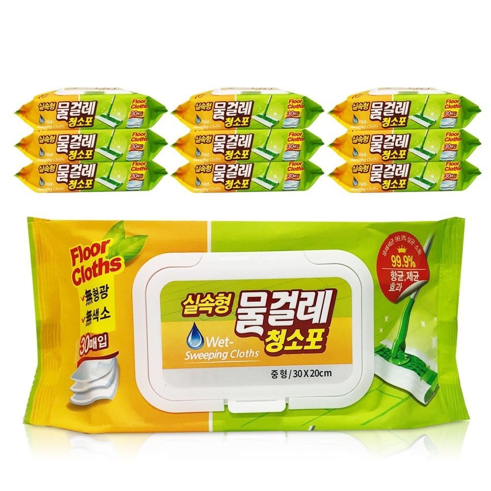 [오늘출발] 한푹 물걸레청소포(실속형) 중형 30매x10팩 30x20cm 물티슈