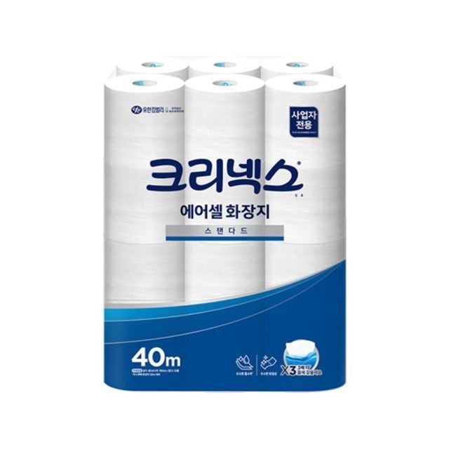 [오늘출발] 한푹 45086 크리넥스 물에잘녹는 에어셀 롤화장지 40M 24롤