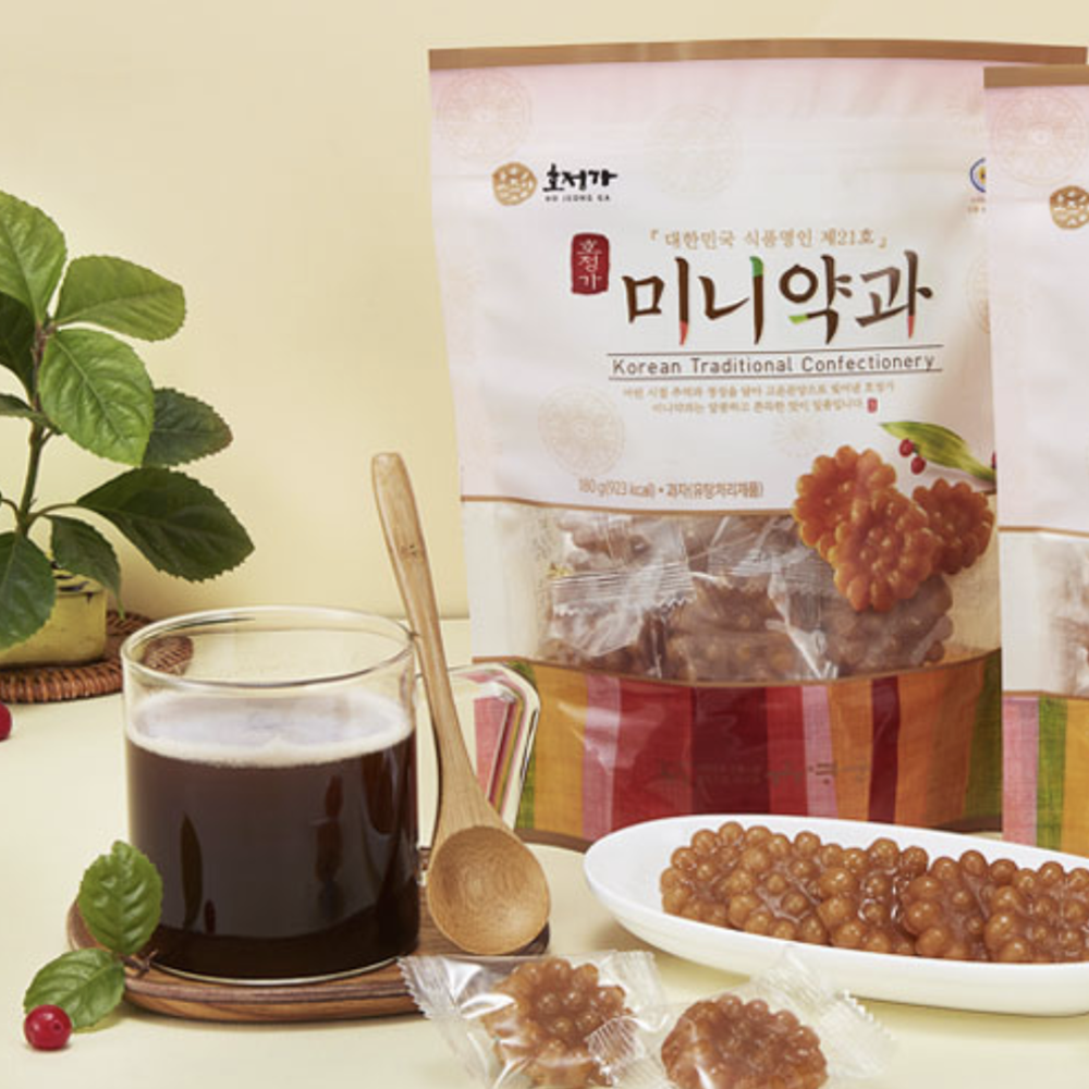 호정식품㈜ 미니약과 180g 조청 풍미 달콤쫀득 영양 간식 한입 쏙 개별 포장 전통 한과