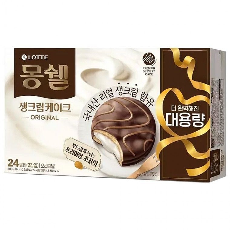 롯데제과(주) 몽쉘 오리지널 생크림케이크 24입 (816g) x 1개