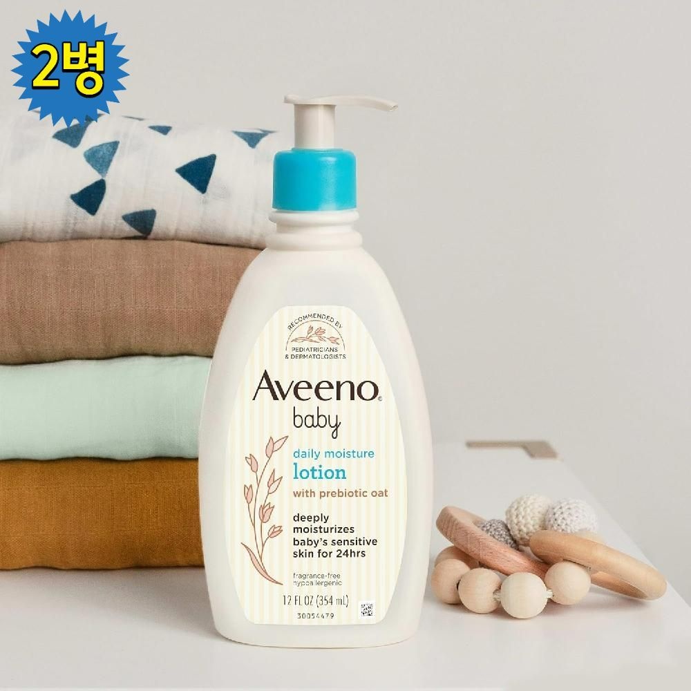 [해외] 아비노 베이비 데일리 로션 귀리 오트밀 532ml 2개입 Aveeno Moisture