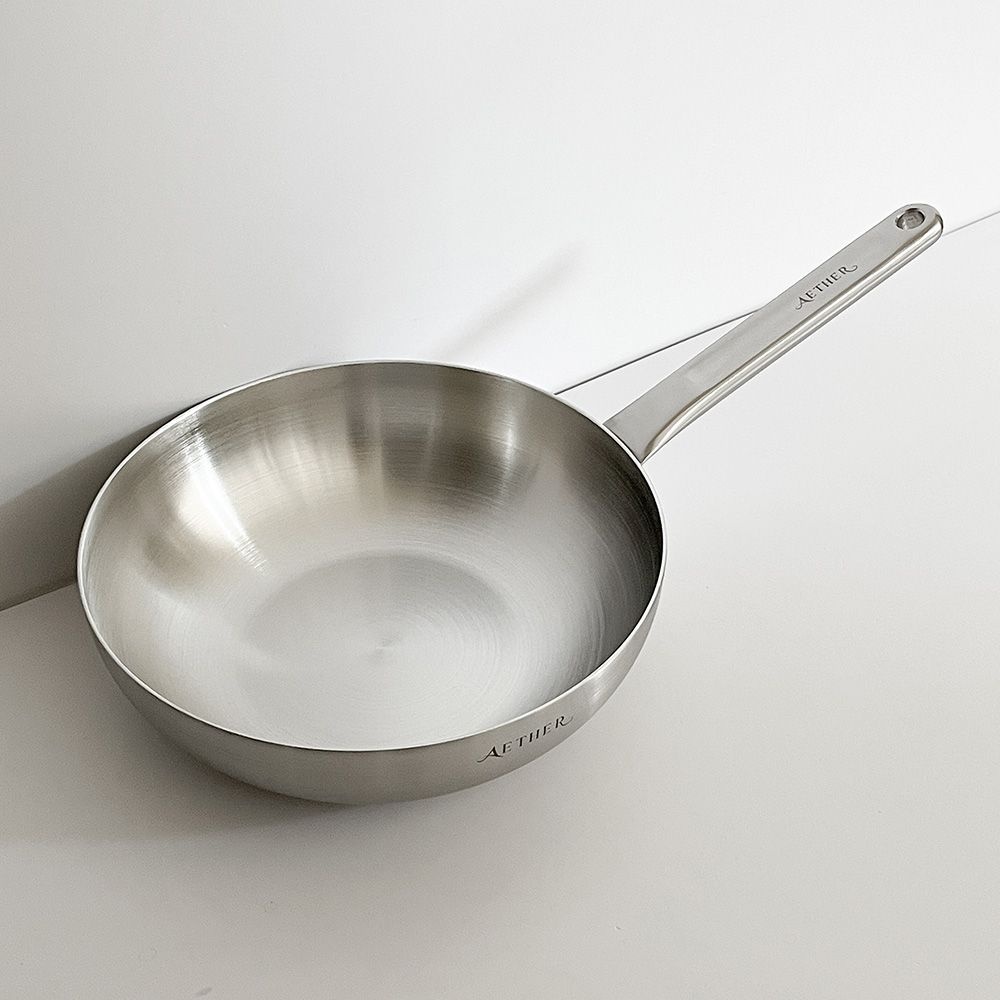 한일스텐레스 국산 무연마제 스텐 통5중 인덕션 볶음팬 궁중팬 에테르 28cm
