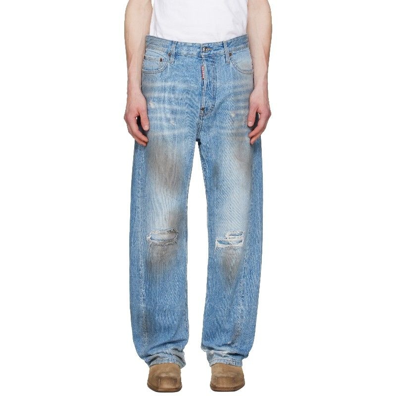 디스퀘어드2 블루 라이트 더티 워싱 루즈 트위스트 데님 진 S74LB1919_D30011