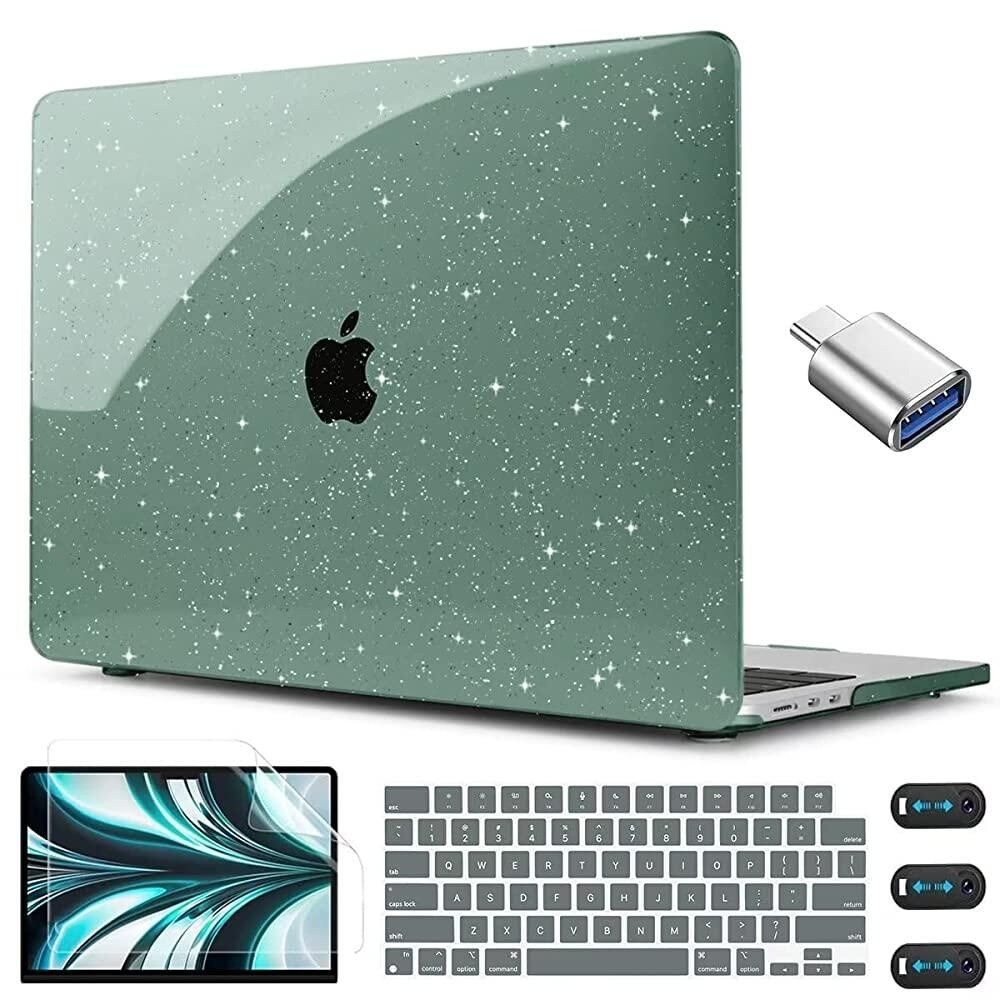 [해외] CISSOOK 맥북 에어 13.6인치 케이스 글리터 2022 2023 2024 2025 출시 A2681 A3113 A3240 모델, 13.6 M2 M3 M4용 키보드 커버가 있는