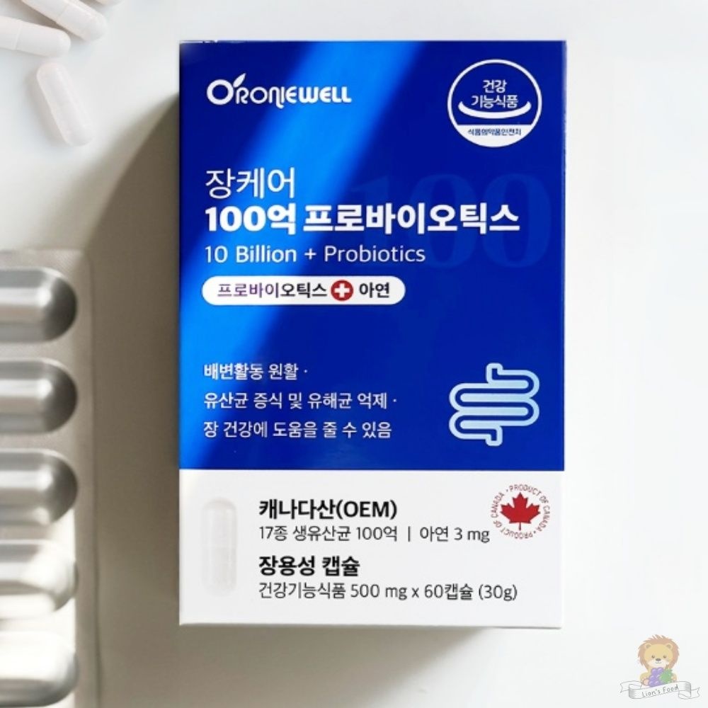 로니웰 장케어 100억 프로바이오틱스 500MG X 60캡슐 제품 살아있는 장건강생유산균