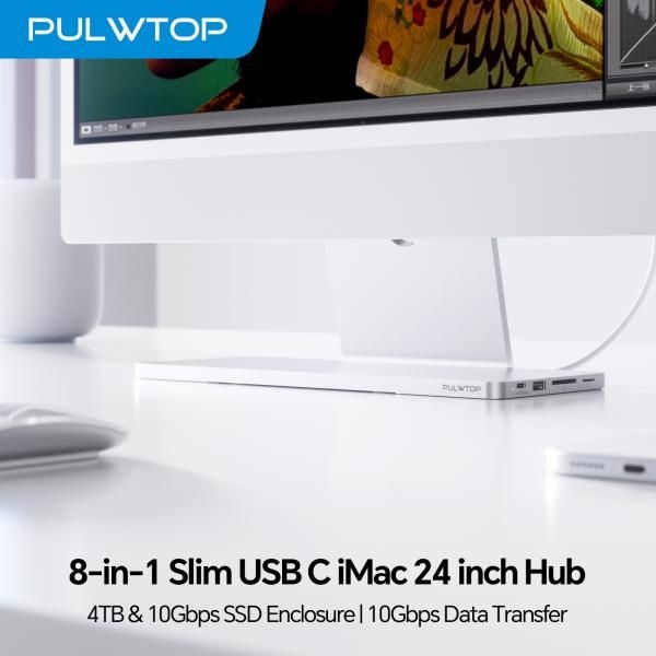 [해외] 노트북 도킹스테이션 DISPLAYLINK 듀얼 모니터 USB-C 허브 HDMI 4K PD 충전 PULWTOP USB