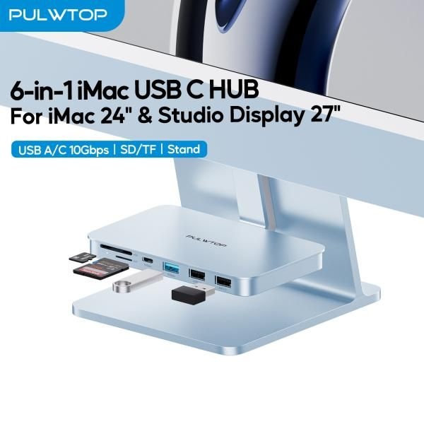 [해외] 노트북 도킹스테이션 DISPLAYLINK 듀얼 모니터 USB-C 허브 HDMI 4K PD 충전 PULWTOP iMa