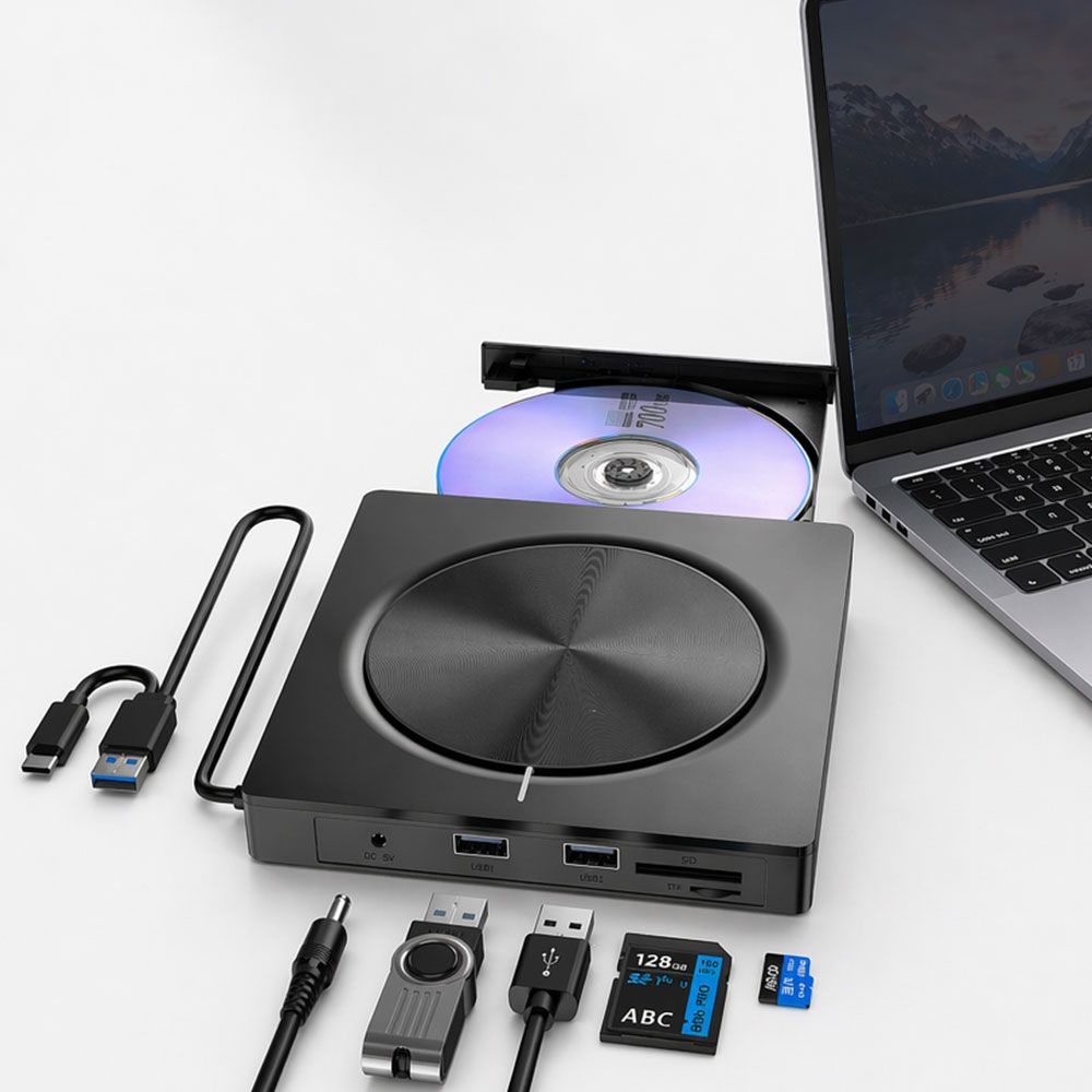 유니콘 4 in 1멀티 외장 CD/DVD RW USB A+C타입 USB허브 카드리더기 CD-500R