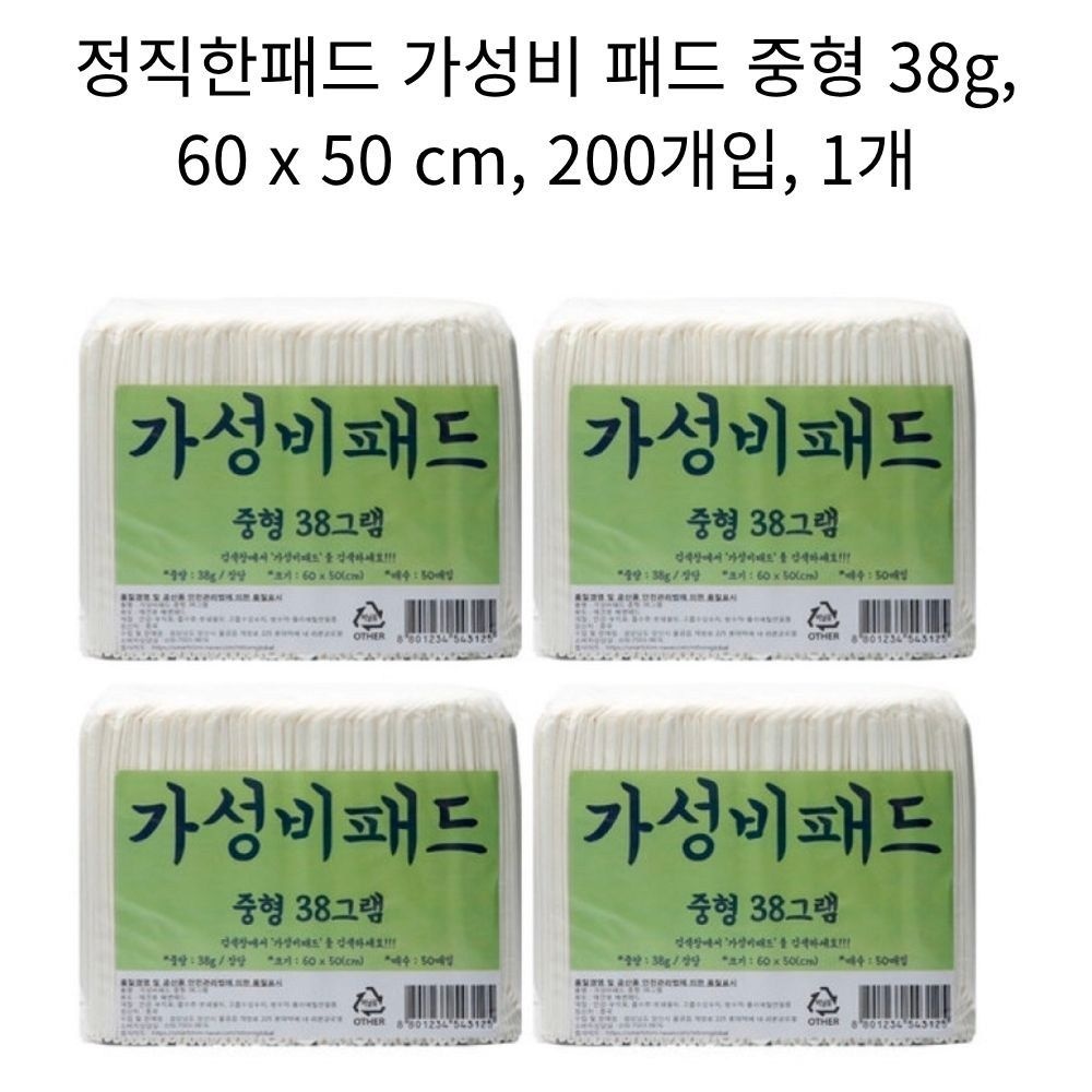 정직한패드 가성비 패드 중형 38g, 60 x 50 cm, 200개입, 1개