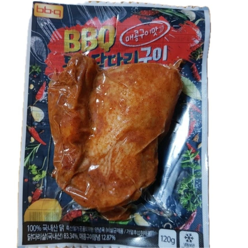 [농업회사법인(주)홈델리]BBQ 국내산 통살 닭다리구이 매콤구이맛 120g 10팩