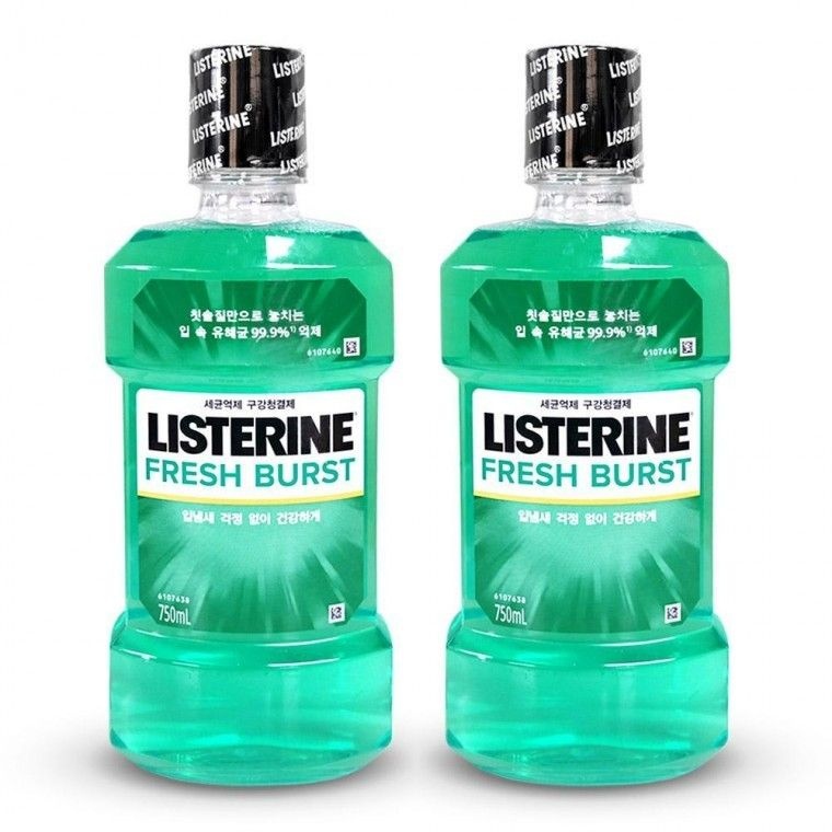 리스테린 후레쉬 버스트 스피어 민트향   제거 구강 청결제 가글 750ml 2개