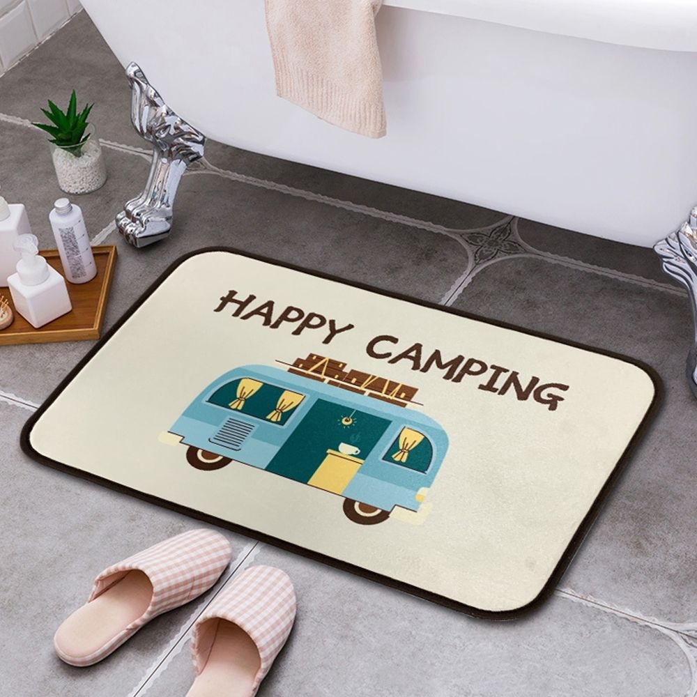 DAYA 감성 발매트 HAPPY CAMPING 욕실 주방 발매트 현관 러그 국내생산