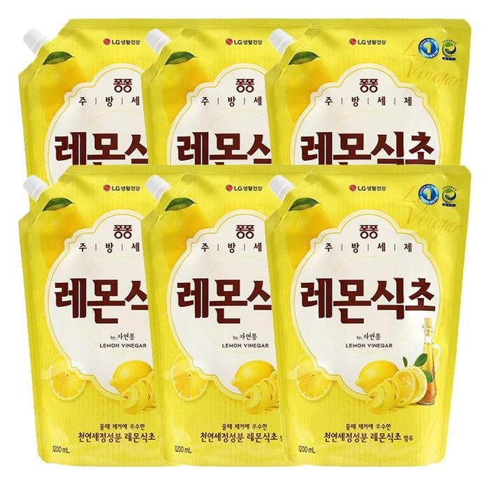 퐁퐁 레몬식초 주방세제 리필 1.2L 6개