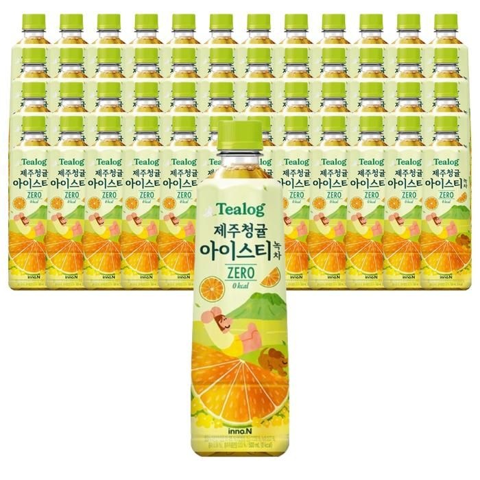 [티로그] 티로그 제주청귤 아이스티 제로 녹차 500ml 48개