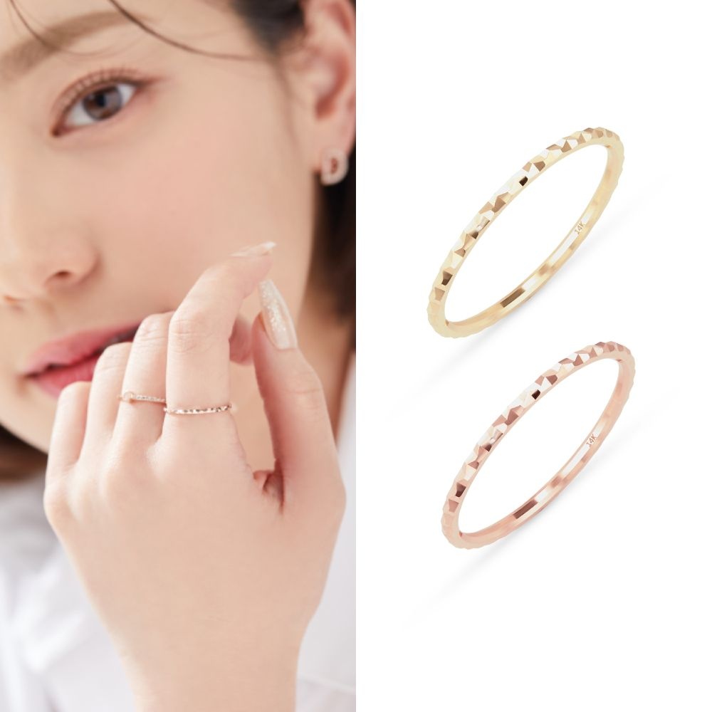 14k 할로우 샤인 컷팅 반지