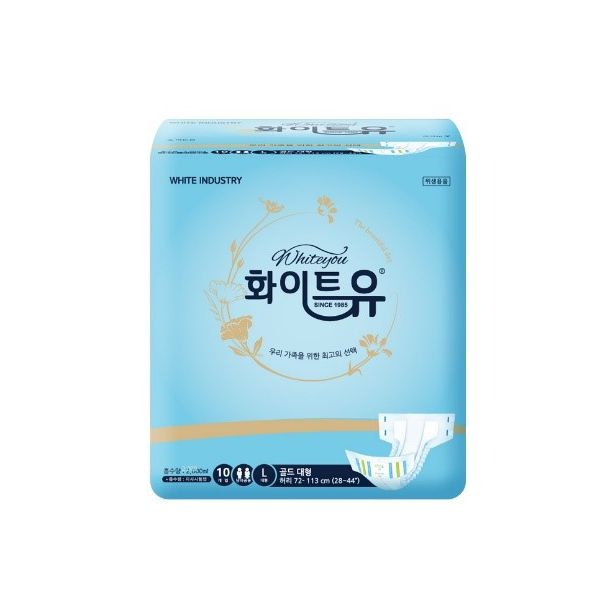 [오늘출발] 화이트유 기저귀 골드 대형 10매x8팩