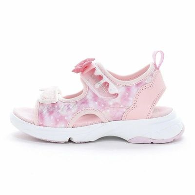 ムーンスターキッズジュニア女の子夏 サンダル ラブラシスーパースターパワースプリングベルクロ 靴 ピンクムーンスター LUVRUSH