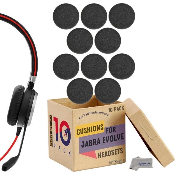 [해외] Jabra 헤드셋 Evolve 20, 30, 40, 65용 폼 이어패드 쿠션 - Global Teck의 10팩 교체 키트 이어