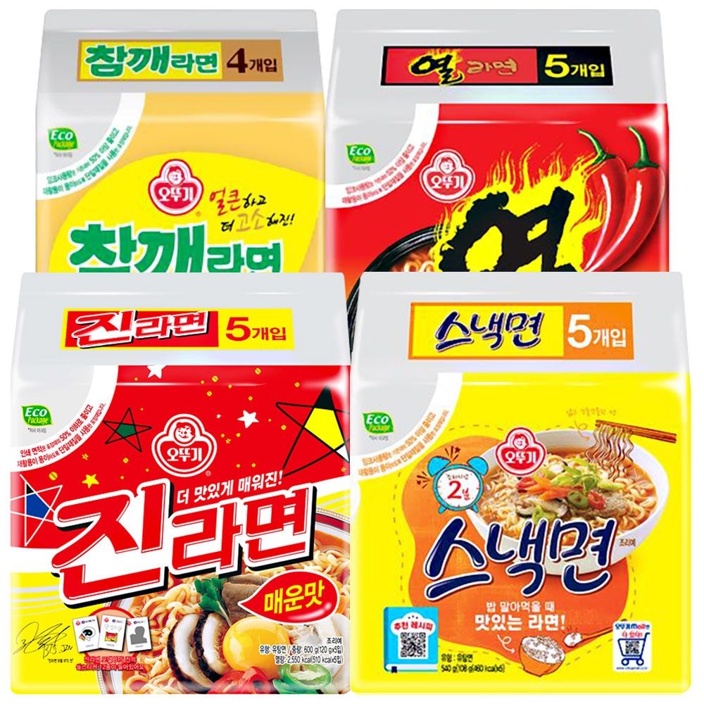 [온누리7%혜택]봉지) 참깨라면4개+열라면5개+진라면매운맛5개+스낵면5개