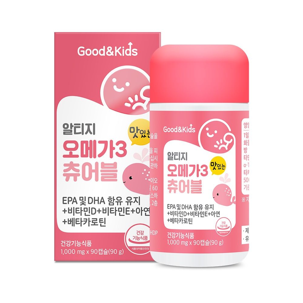 [롯데백화점] 내츄럴플러스 굿앤키즈 어린이 알티지 오메가3 츄어블 오렌지맛 90캡슐 1통