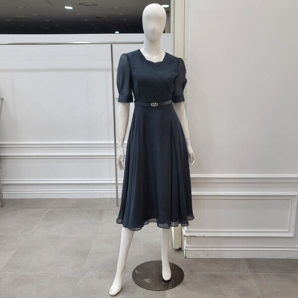 미니멈 [미니멈 (패플)] [미니멈]시스루 플레어 벨트 원피스 (M1BGWO3910 DV)_IC