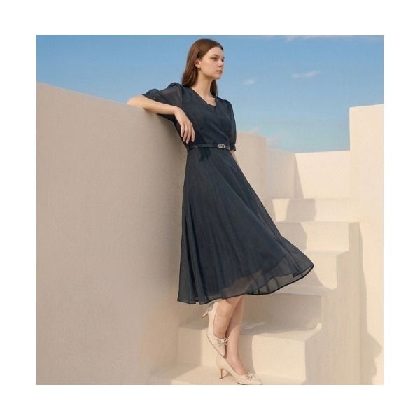 미니멈 [미니멈 (패플)] [미니멈]시스루 플레어 벨트 원피스 (M1BGWO3910 DV1)_IC