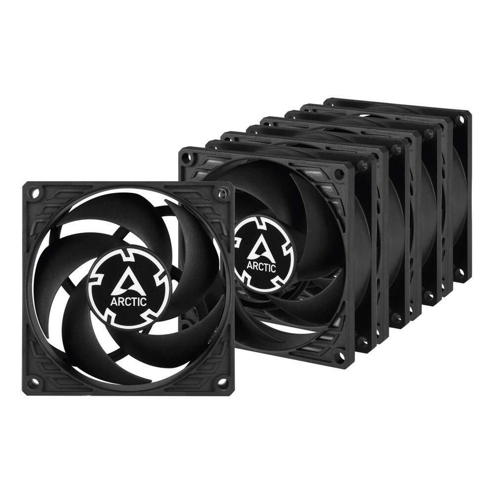 [해외] ARCTIC P8(5팩) - 80mm 케이스 팬, 압력 최적화, 매우 조용한 모터, 컴퓨터, 팬 속도: 3000RPM 검정색 282014