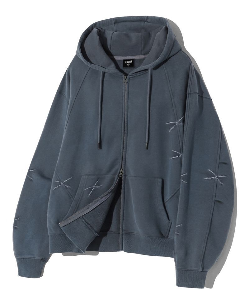 TRILLION 트릴리온 TR일리오 ILLIO N 피그먼트 2WAY 스웨트 후드 집업 BLUE TRSHT10BL 418835