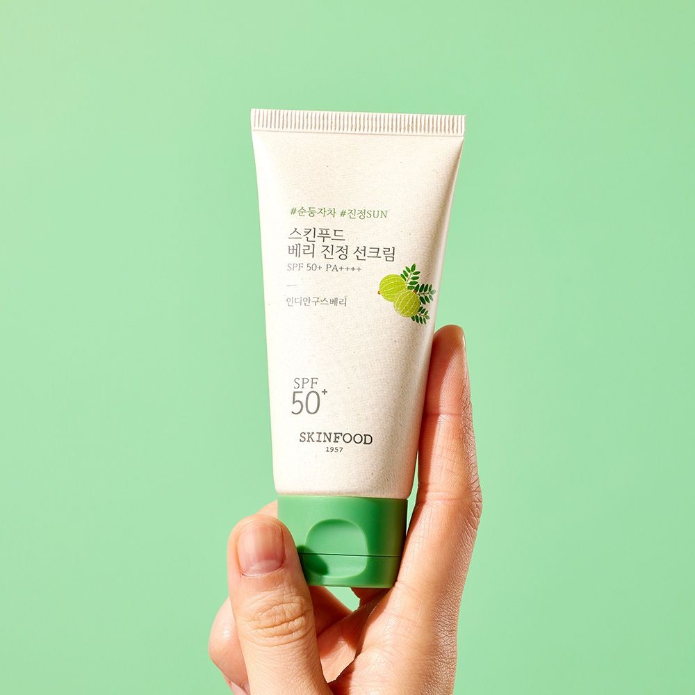 스킨푸드 [무기자차] 베리 진정 선크림 50ml+[증정] 약초방 진정패드 2매입 *3