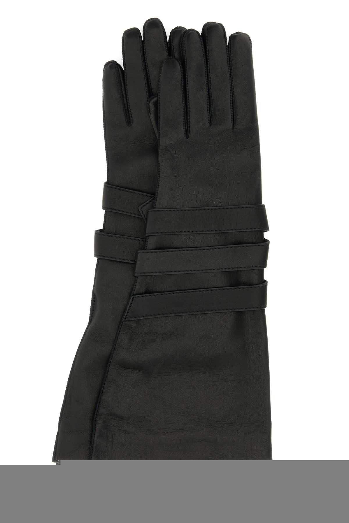 생로랑 24SS 생로랑 블랙 레더 gloves 7928033YP861000