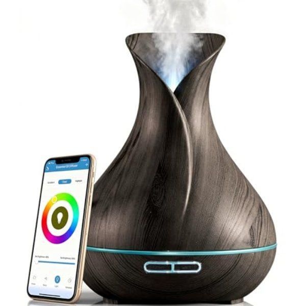 스마트 아로마 가습기 디퓨저  WiFi 앱 제어 + 음성 제어 지원 무드 가습기 (400ml 초음파)