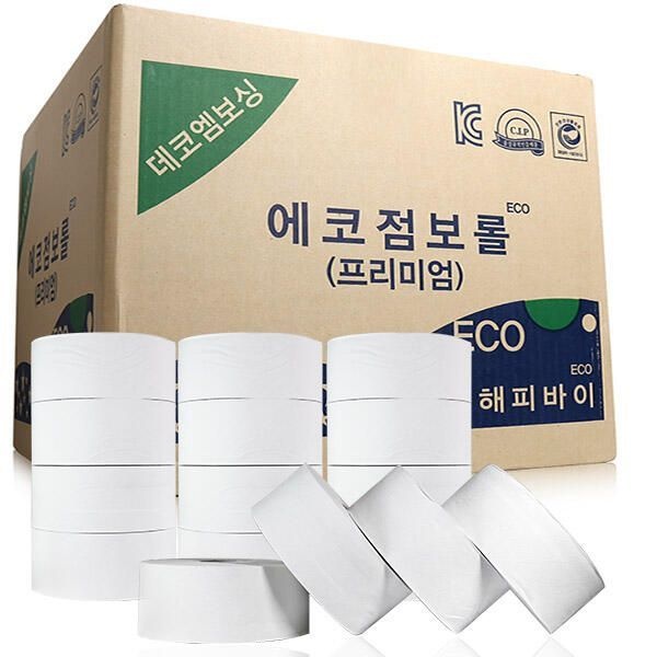 테온셀 에코 프리미엄 무형광 점보롤 3겹 16롤,100미터 부드럽고 도톰한 휴지