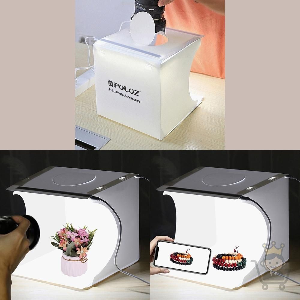마켓보스 포터블 LED 포토박스 듀얼라이트 22X23CM 귀걸이촬영 소품촬영 홈스튜디오