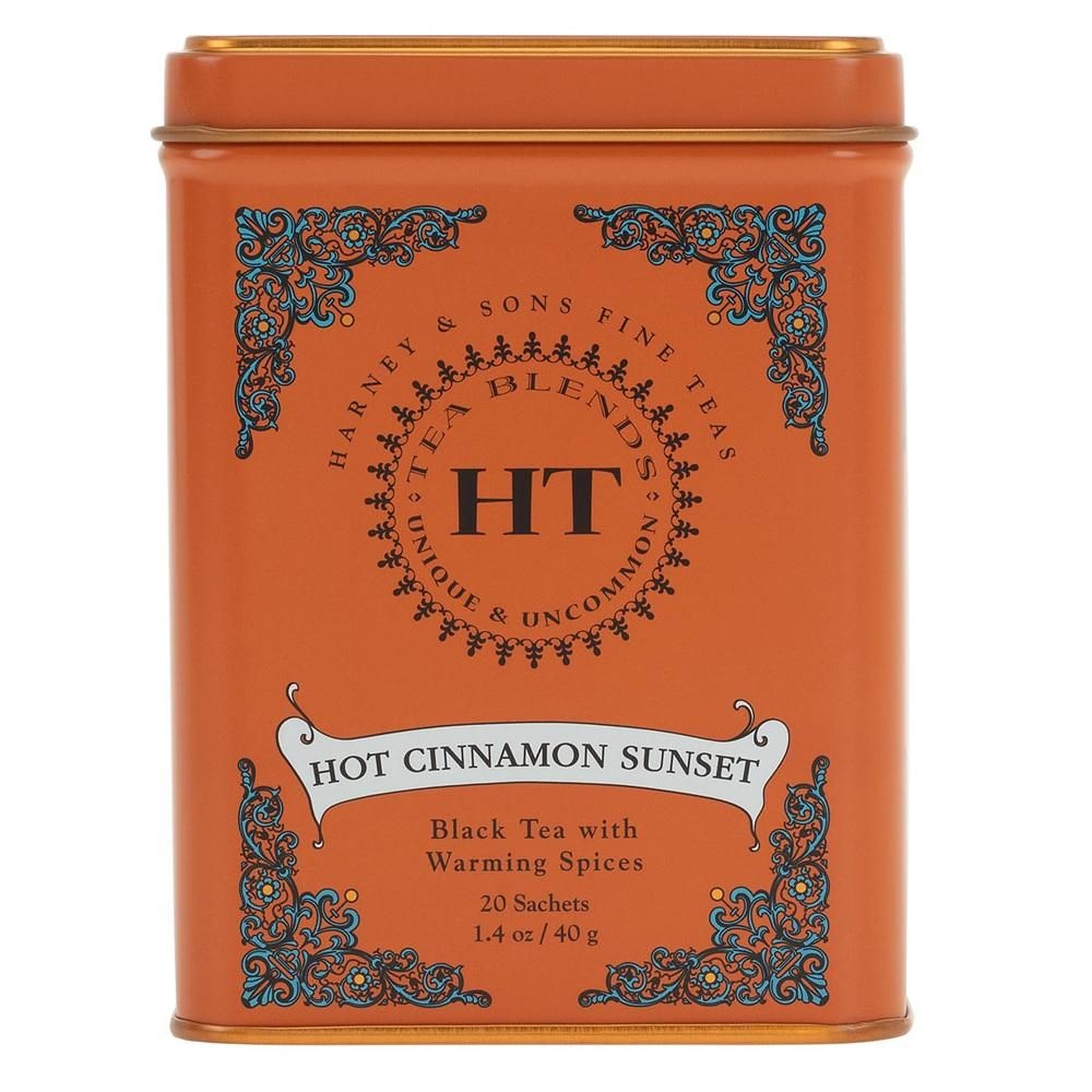Harney & Sons 블랙 티백 20개입 1팩 핫 시나몬 선셋 Harney & Sons Caffeinated Hot Cinnamon Sunset Black Tea with Orange and Cloves Tin 20 S