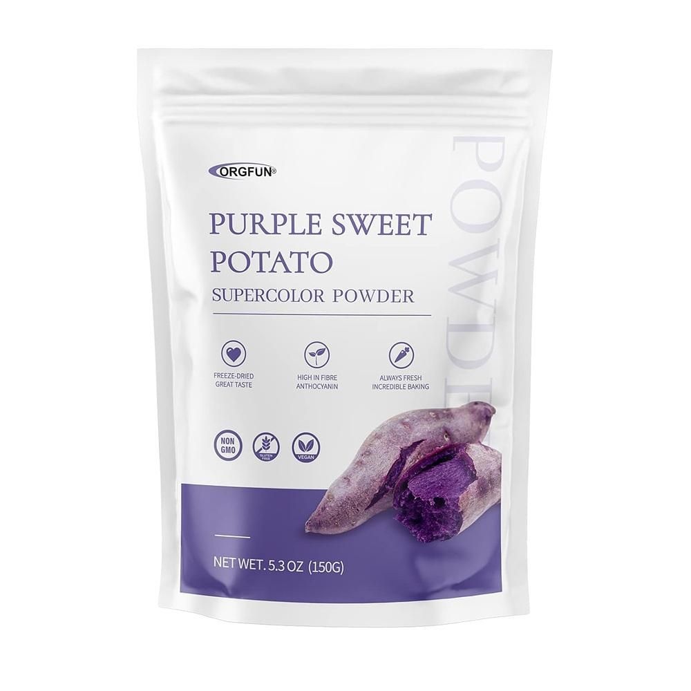 ORGFUN [해외] ORGFUN 슈퍼컬러 파우더 150g 1팩 퍼플 스위트 포테이토 ORGFUN Purple Sweet Potato Powder, 100% Natural Ube (Purple Yam) Powder, Locally