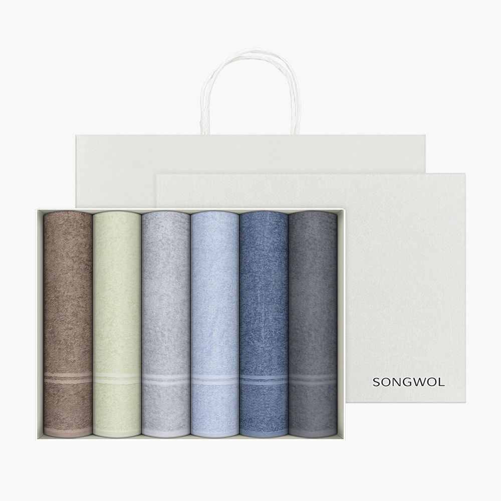 송월타올 호텔수건 데일리 데이라인 110g 6p 선물세트(쇼핑백) 기념수건 답례품