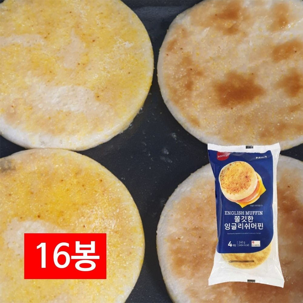 삼립 쫄깃한 잉글리쉬 냉동 맥머핀 240g (60gX4입) X 16봉 카페브런치 버거번