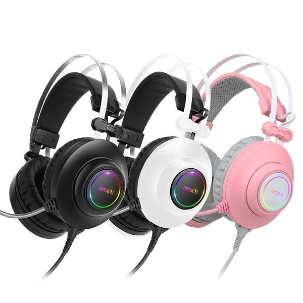 [오늘출발] 앱코 HACKER N550 ENC (핑크) 가상 7.1 RGB 진동 노이즈 캔슬링 마이크 3D 초경량 헤드셋
