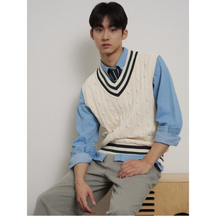 빈폴 멘 [26SS 30%OFF] 케이블 틸든 베스트  아이보리 BC6251C090