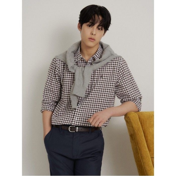 [26SS 30%OFF] 깅엄 체크 셔츠 브라운 BC6364C24D