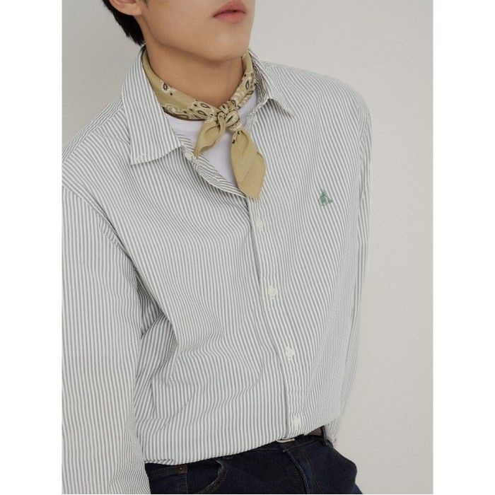 [26SS 30%OFF] 시어서커 스트라이프 셔츠 카키 BC6364C18H