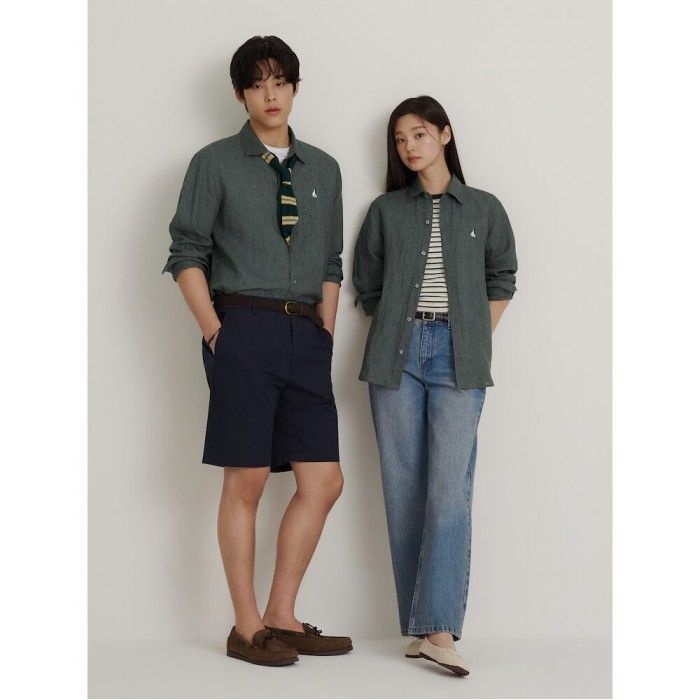 [26SS 30%OFF] 남녀공용 리넨 솔리드 셔츠 카키 BC6364C22H