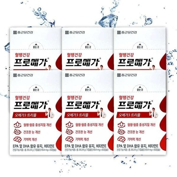 [종근당] 종근당건강 리뉴얼 프로메가 오메가3 트리플 장용성 캡슐 6...