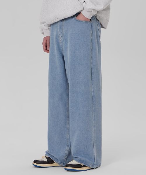 GLW 굿라이프웍스청바지 남성 와이드핏 연청 데님 팬츠 RB531