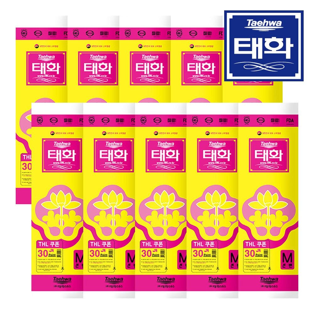 태화 고무장갑 중형 M선밴 핑크 X 10개